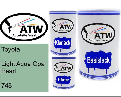 Toyota, Light Aqua Opal Pearl, 748: 500ml Lackdose + 500ml Klarlack + 250ml Härter - Set, von ATW Autoteile West.